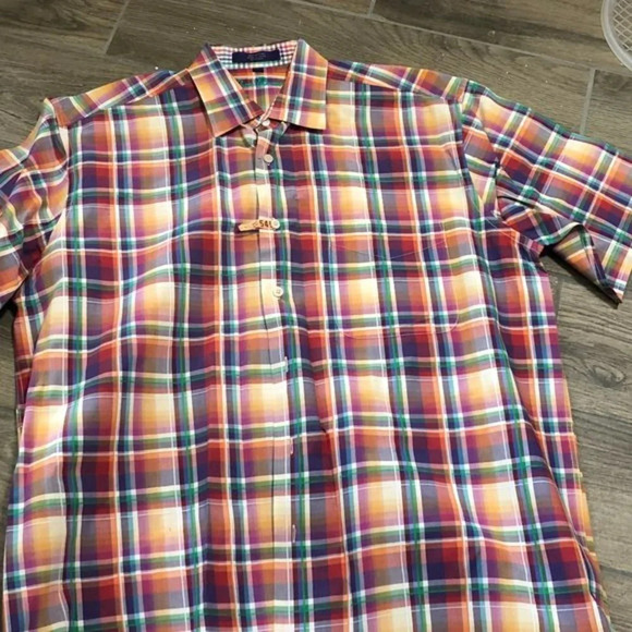 Alan Flusser button up short sleeve Shirt men's large preppy grandpa - Picture 1 of 4